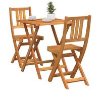 vidaXL Set de Bistro Plegable de 3 Piezas de en Madera Sólida de Acacia | Mesa Cuadrada con 2 Sillas, Diseño Minimalista y Fácil de Guardar, Ideal para Balcón, Jardín, Patio o Terraza