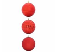 vidaXL Juego de Esferas de Navidad 3 pcs Rojo XXL, Decoración para la Sala, Bolas navideñas clásicas, Adornos Modernos, árbol Festivo, Elegantes Decoraciones