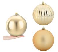 vidaXL Set de Bolas de Navidad XXL 3 uds. Dorado Ø 25 cm Plástico