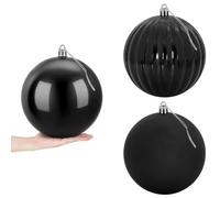 vidaXL Set de Bolas de Navidad XXL 3 uds. Negro Ø 25 cm Plástico