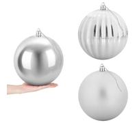 vidaXL Set de Bolas de Navidad XXL 3 uds. Plateado Ø 25 cm Plástico
