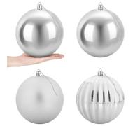 vidaXL Set de Bolas de Navidad XXL 4 uds. Plateado Ø 20 cm Plástico