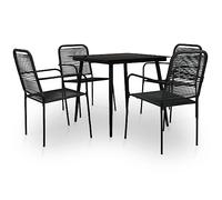 vidaXL Set de Comedor de Jardín 5 Piezas Mobiliario Muebles Cocina Comedor Exterior Terraza Bricolaje Mesa Silla Cuerda de Algodón y Acero Negro