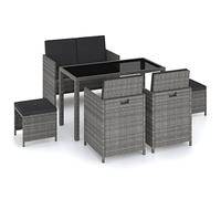 vidaXL Set de Comedor de Jardín 6 Piezas y Cojines Gris Ratán PE Mobiliario