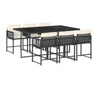 vidaXL Set de Comedor de jardín 7 pzas y Cojines ratán sintético Negro