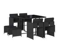 vidaXL Set de Comedor de jardín 9 pzas y Cojines ratán sintético Negro