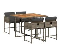 vidaXL Set de Comedor de Jardín con Cojines 5 Piezas, Mesa y Sillas de Cena, Conjunto de Muebles para Patio Terraza, Ratán Sintético Gris