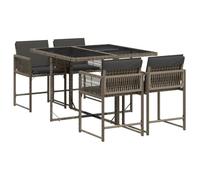 vidaXL Set de Comedor de Jardín con Cojines 5 Piezas, Mesa y Sillas de Cena, Conjunto de Muebles para Patio Terraza, Ratán Sintético Gris