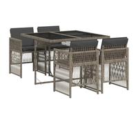 vidaXL Set de Comedor de Jardín con Cojines 5 Piezas, Mesa y Sillas de Cena, Conjunto de Muebles para Patio Terraza, Ratán Sintético Gris