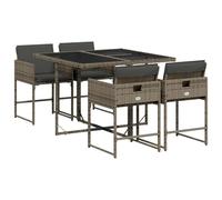 vidaXL Set Comedor de jardín 5 Piezas con Cojines ratán sintético Gris
