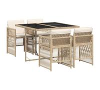 vidaXL Set de Comedor de Jardín con Cojines 5 pzas, Mesa y Sillas de Cena, Conjunto de Muebles para Patio Terraza, Ratán Sintético Beige