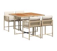 vidaXL Set Comedor de jardín 5 pzas con Cojines ratán sintético Beige