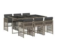 vidaXL Set de Comedor de Jardín con Cojines 7 pzas, Mesa y Sillas de Cena, Conjunto de Muebles para Patio Terraza, Ratán Sintético Gris