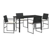vidaXL Set de Comedor de Jardín de 5 Piezas con Cojines Ratán Poliéster Negro