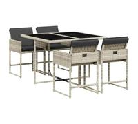vidaXL Set de Comedor de Jardín y Cojines 5 pzas, Mesa y Sillas, Sillones de Relax, Asientos para Patio Terraza, Ratán Sintético Gris Claro