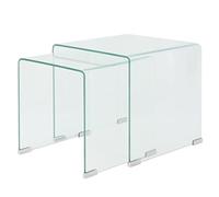 vidaXL Set de Dos Mesas de Centro Apilables Vidrio Templado Claro Nido Anidadas