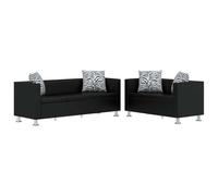 vidaXL Set de Dos sofás de Cuero Artificial Negros de 2 plazas y de 3 plazas