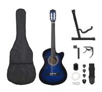 vidaXL Set Guitarra Acústica Cutaway 12 Piezas 6 Cuerdas 38" Juego Instrumento Musicales de Aprendizaje para Niños y Principiantes Azul