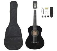 vidaXL Set de Guitarra Clásica para Niños y Principiantes 8 Piezas Juego Instrumento Musicales de Aprendizaje Jóvenes Aficionados Profesionales Negro