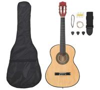 vidaXL Set de Guitarra Clásica para Principiantes 8 pzas, Instrumento Musical para Aficionados, Guitarra Clásica, Soporte de Guitarra, 3/4 36"