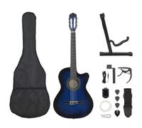 vidaXL Set de Guitarra Occidental 12 Piezas con Ecualizador y 6 Cuerdas Juego Instrumento Musicales de Aprendizaje para Niños y Principiantes Azul
