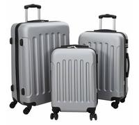 vidaXL Set de Maletas de 3 Piezas, Concha Dura Plateada de Policarbonato, 20'', 24'', 28''. Maletas resistentes con candados de combinación, ligeras, y con ruedas, perfectas para tus vacaciones.