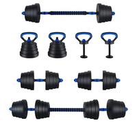 vidaXL Set de Mancuernas y Barra de 2 en 1 30kg Negro y azul