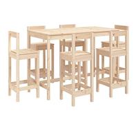 vidaXL Set de Mesa y taburetes Altos jardín 7 pzas Madera Maciza Pino, Juego de Bar para jardín, Muebles de Pub, Muebles de jardín, Muebles de Bar