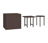 vidaXL Set de Mesas Auxiliares 3 Piezas, Mesita Auxiliar para Uso Interior y Exterior, Mesa de Centro Otomana Cuadrada Redonda, Ratán Sintético Marrón