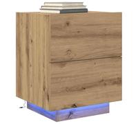 vidaXL Set de Mesitas de Noche de Roble Artesanal con 2 Cajones para Almacenamiento en el Dormitorio Madera Elaborada y Madera Maciza Acabado Suave Muebles Modernos para Decorar Habitaciones de Adult