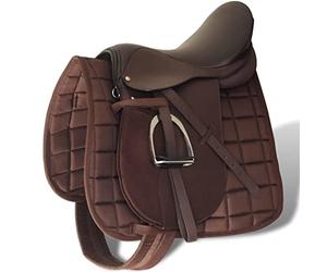 vidaXL Set de Montura de Caballo de 17.5" y Cuero marrón 18 cm, 5 en 1