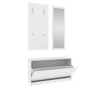 vidaXL Set de Mueble Zapatero 3 en 1 Armario Estantería Almacenamiento Recibidor Entrada Pasillo Sala de Estar Madera Contrachapada Blanco