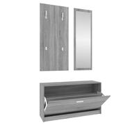 vidaXL Set de Mueble Zapatero 3 en 1 Armario Estantería Almacenamiento Recibidor Entrada Pasillo Sala de Estar Madera Contrachapada Gris Sonoma