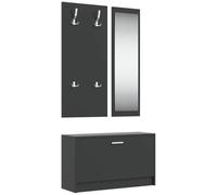 Vidaxl set de mueble zapatero 3 en 1 madera contrachapada negro