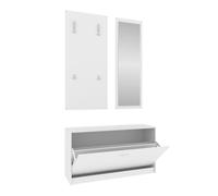 Vidaxl set de mueble zapatero 3 en 1 madera contrachapada blanco
