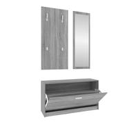 Vidaxl set de mueble zapatero 3 en 1 madera contrachapada gris sonoma