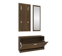 Vidaxl set de mueble zapatero 3 en 1 madera contrachapada marrón roble