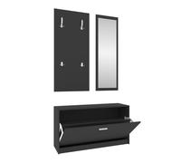Vidaxl set de mueble zapatero 3 en 1 madera contrachapada negro