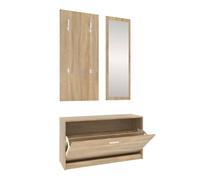Vidaxl set de mueble zapatero 3 en 1 madera contrachapada roble sonoma