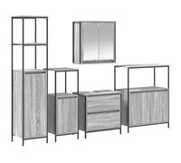 Conjunto Moderno de Armarios de Almacenamiento para Baño vidaXL 1 Armario para Lavabo y 3 Armarios Adicionales Gris Sonoma Duradero Madera Elaborada Acero con Revestimiento en Polvo Para Uso en Casa M