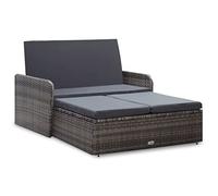 vidaXL Set de Muebles de Jardín 2 Piezas y Cojines Conjunto Casa Patio Aire Libre Terraza Sofá Mesa Tablero Sillas Sillón de Ratán Sintético Gris