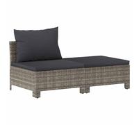 vidaXL Set de Muebles de jardín 2 pzas Cojines ratán sintético Gris, Juego de Muebles de jardín, Muebles de Exterior, Juego de sofás