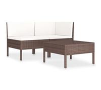 vidaXL Set de Muebles de Jardín 3 Piezas y Cojines Butaca Asiento Exterior Patio Elástica Estable Duradera Sofá Salón Ratán Sintético Marrón