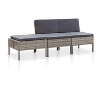vidaXL Set de Muebles de Jardín 3 Piezas y Cojines Patio Terraza Conjunto Casa Exterior Comedor Aire Libre Mesa Silla Asientos Ratán Sintético Gris
