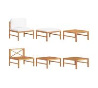 Vidaxl set de muebles de jardín 3 pzas madera de teca y cojines crema