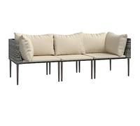 vidaXL Set de Muebles de jardín 3 pzas y Cojines ratán sintético Gris