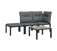 Vidaxl set de muebles de jardín 4 piezas ratán sintético negro y gris