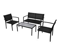 vidaXL Conjunto de muebles de jardín, 4 piezas con banco, negro