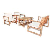 vidaXL Set de Muebles de jardín 4 Piezas y Cojines bambú
