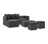 vidaXL Set de Muebles de Jardín 4 Piezas y Cojines Conjunto Casa Patio Terraza Sofá Mesa Tablero Sillas Sillón Aire Libre Ratán Sintético Negro